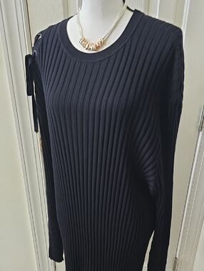 Ashley Graham Brand Women's Black Ribbed Knit Sweater Dress Size 5X